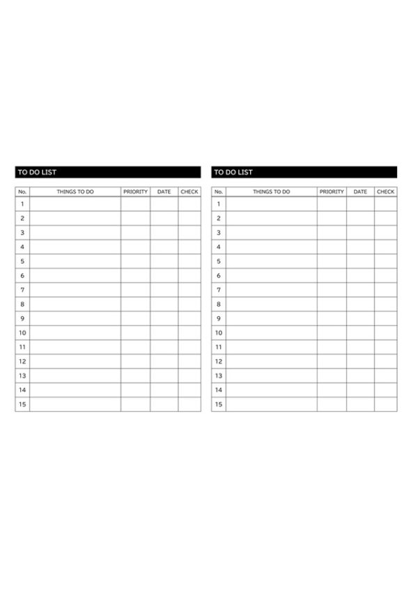 タスクリストテンプレート 02「A4横向き2枚印刷」（ワード・Word）