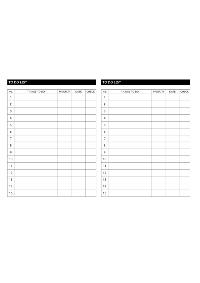 タスクリストテンプレート 02「A4横向き2枚印刷」（ワード・Word）