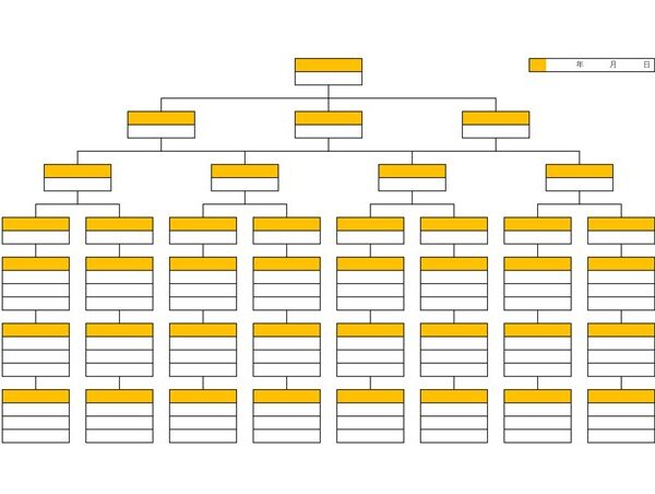 組織図テンプレート06「多人数に対応」（エクセル・Excel）