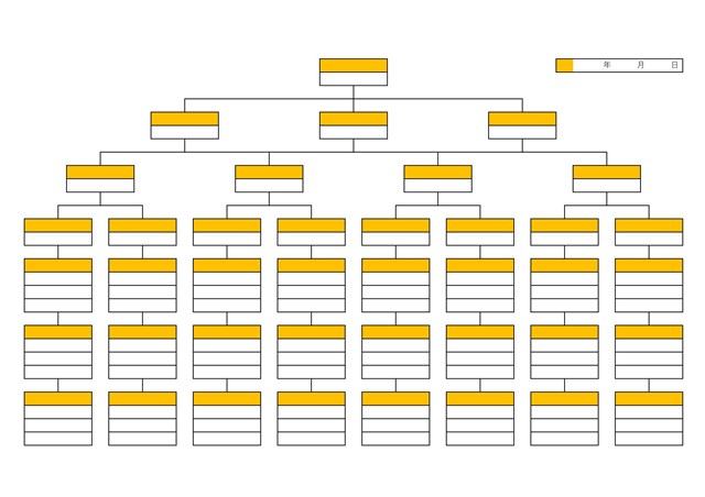 組織図テンプレート06「多人数に対応」（エクセル・Excel）