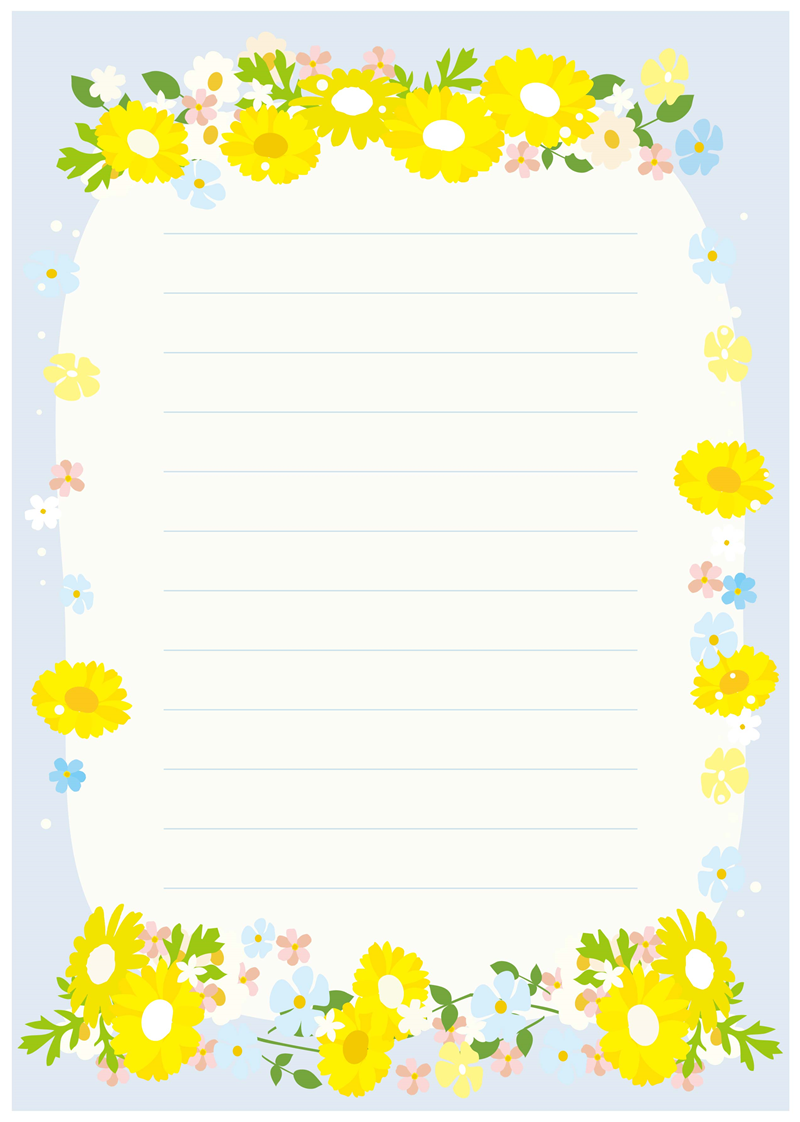 便箋テンプレート07「春らしいマーガレットの花のイラスト」（JPG・PDF）