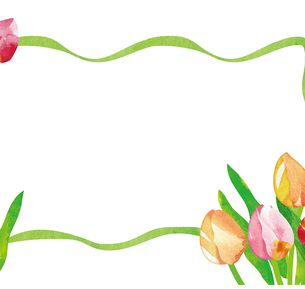 フレーム・枠テンプレート04「チューリップの花のイラスト」（PDF・PNG・JPG）
