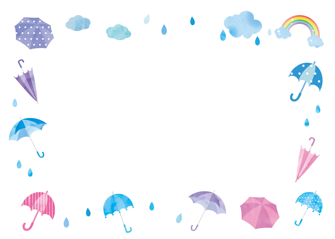フレーム・枠テンプレート09「６月の梅雨に使える傘のフレーム」（JPG・PDF・PNG）